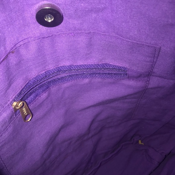 Purple Yellow Red & Burgundy Purse w/ Gold Detail - Picture 3 of 3